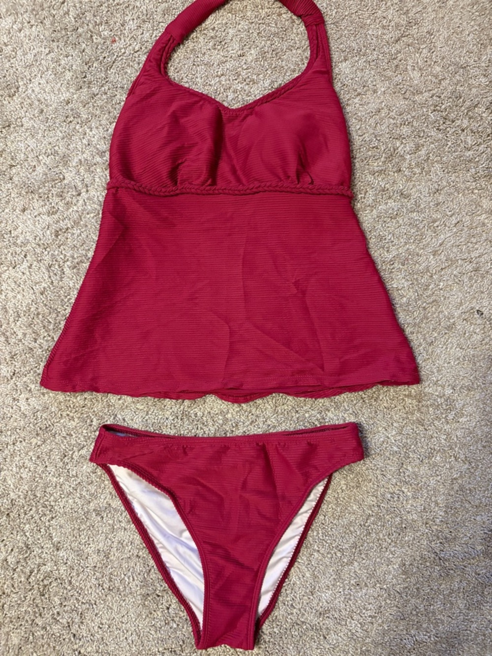 VENUS Red Halter-Style Tankini Top with Matching Bottoms